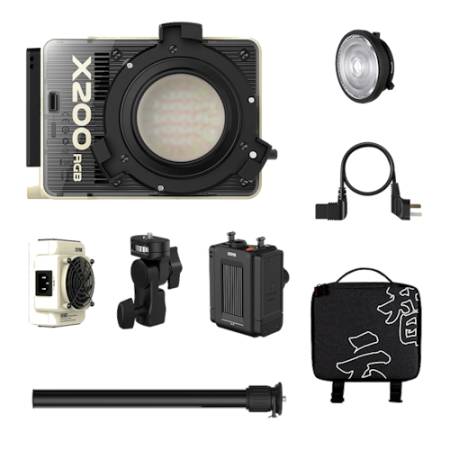 Zhiyun Molus X200 RGB zestaw, lampa LED, COB, 2500-10000K, 200W, zasilacz, uchwyt, odbłyśnik, hub, tyczka, torba_1